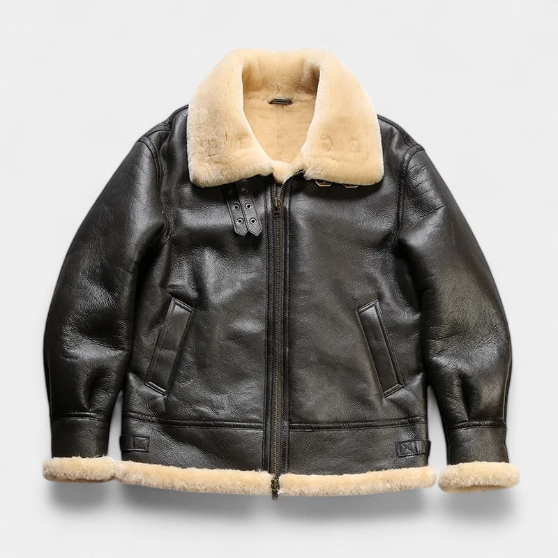 OLD MONEY Leather Aviator Coat